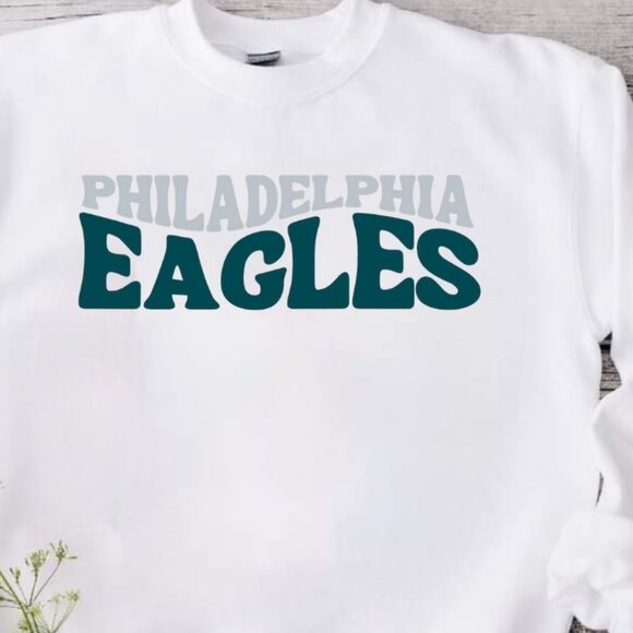 Philadelphia Eagles Football White Crewneck Sweatshirt - Picture 2 of 9